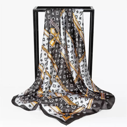 [WHOLESALE] ABOUT QUEEN SCARF - AQSC9090-01 WHITE & BLACK