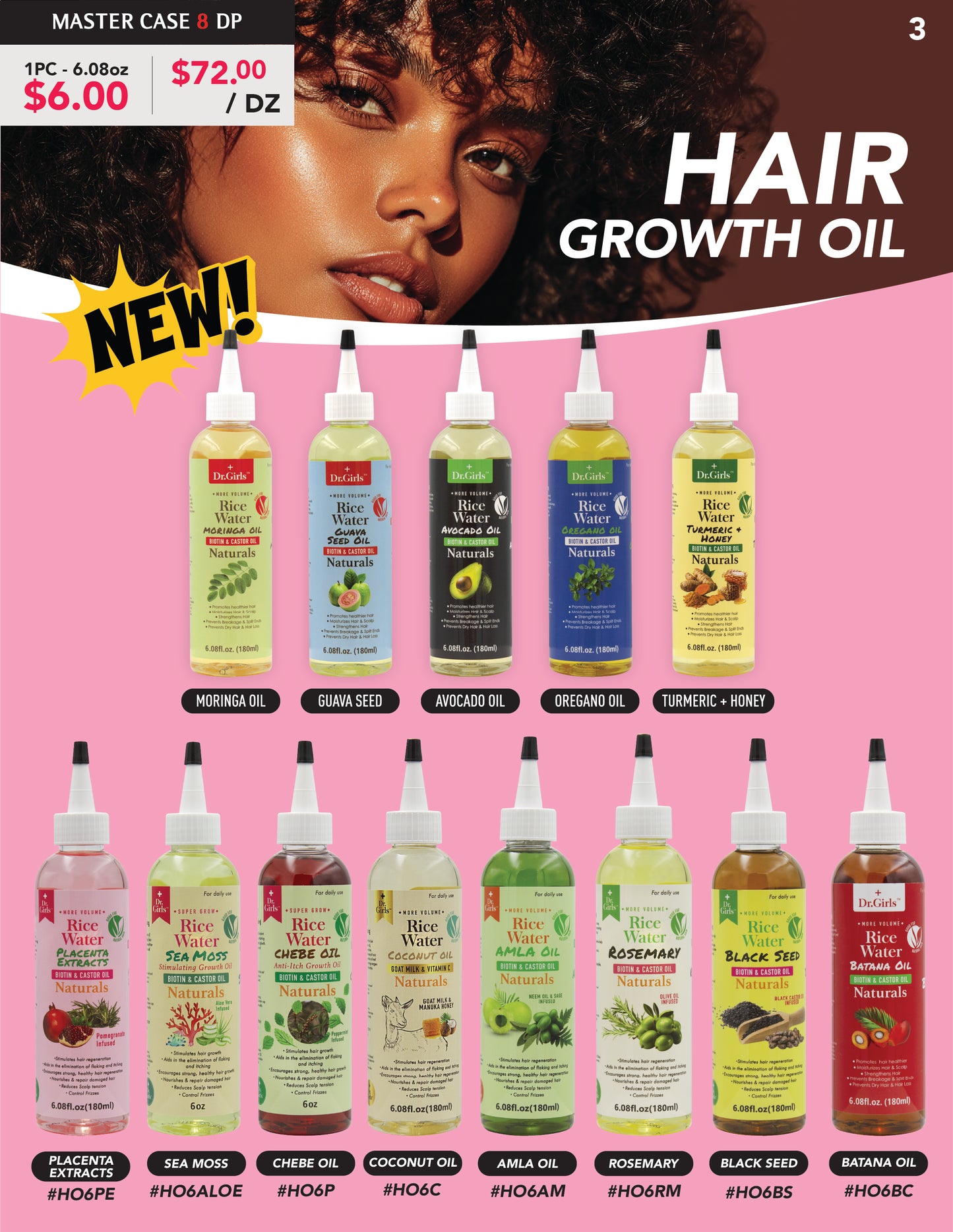 [WHOLESALE] DR GIRLS HAIR GROWTH OIL 13 STYLE 6.08 OZ
