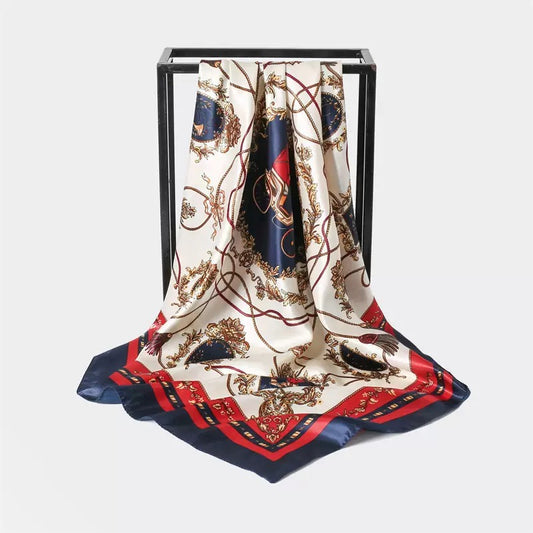 [WHOLESALE] ABOUT QUEEN SCARF - AQSC9090-04 IVORY & BLUE