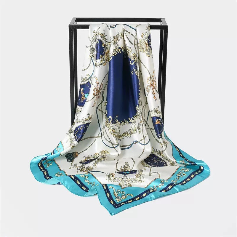 [WHOLESALE] ABOUT QUEEN SCARF - AQSC9090-04 WHITE & BLUE
