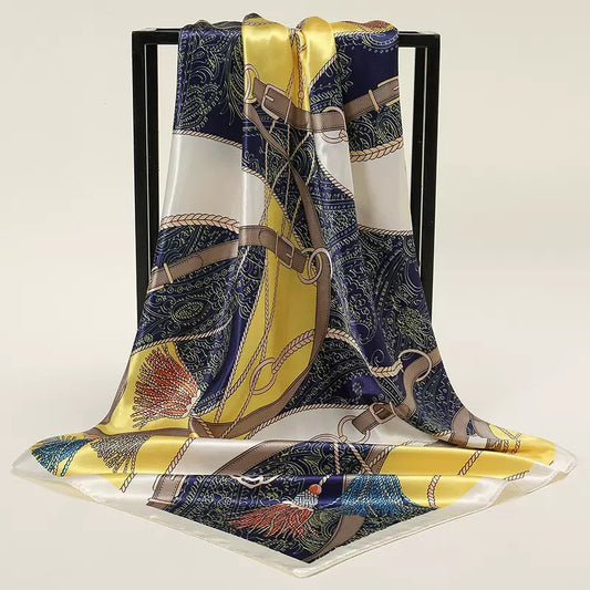 [WHOLESALE] ABOUT QUEEN SCARF - AQSC9090-08 BLUE & YELLOW