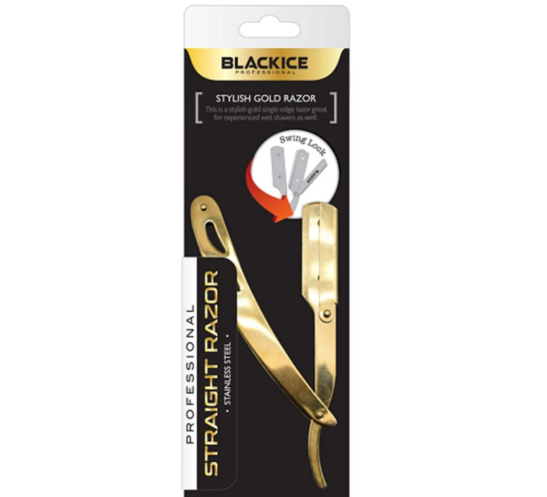 [WHOLESALE] BLACK ICE STRAIGHT RAZOR-GOLD - BIR002GOL