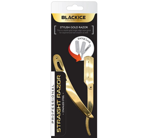 [WHOLESALE] BLACK ICE STRAIGHT RAZOR-GOLD - BIR002GOL