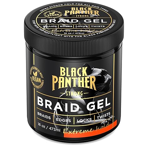 [WHOLESALE] BLACK PANTHER VEGAN BRAID GEL EXTRA (BLACK) 16 OZ