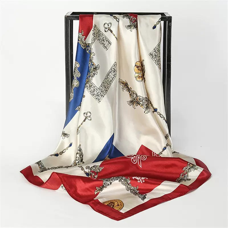 [WHOLESALE] ABOUT QUEEN SCARF - AQSC9090-17 IVORY & RED