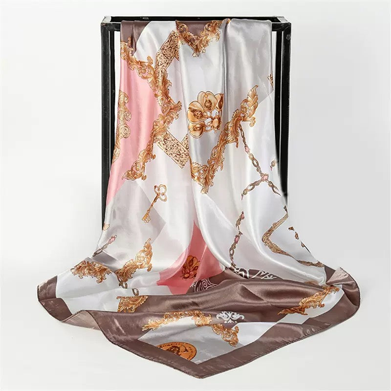 [WHOLESALE] ABOUT QUEEN SCARF - AQSC9090- 21 IVOY & BROWN