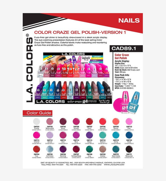 [WHOLESALE] LA COLOR CRAZE GEL POLISH CAD89.1 & CAD90.1