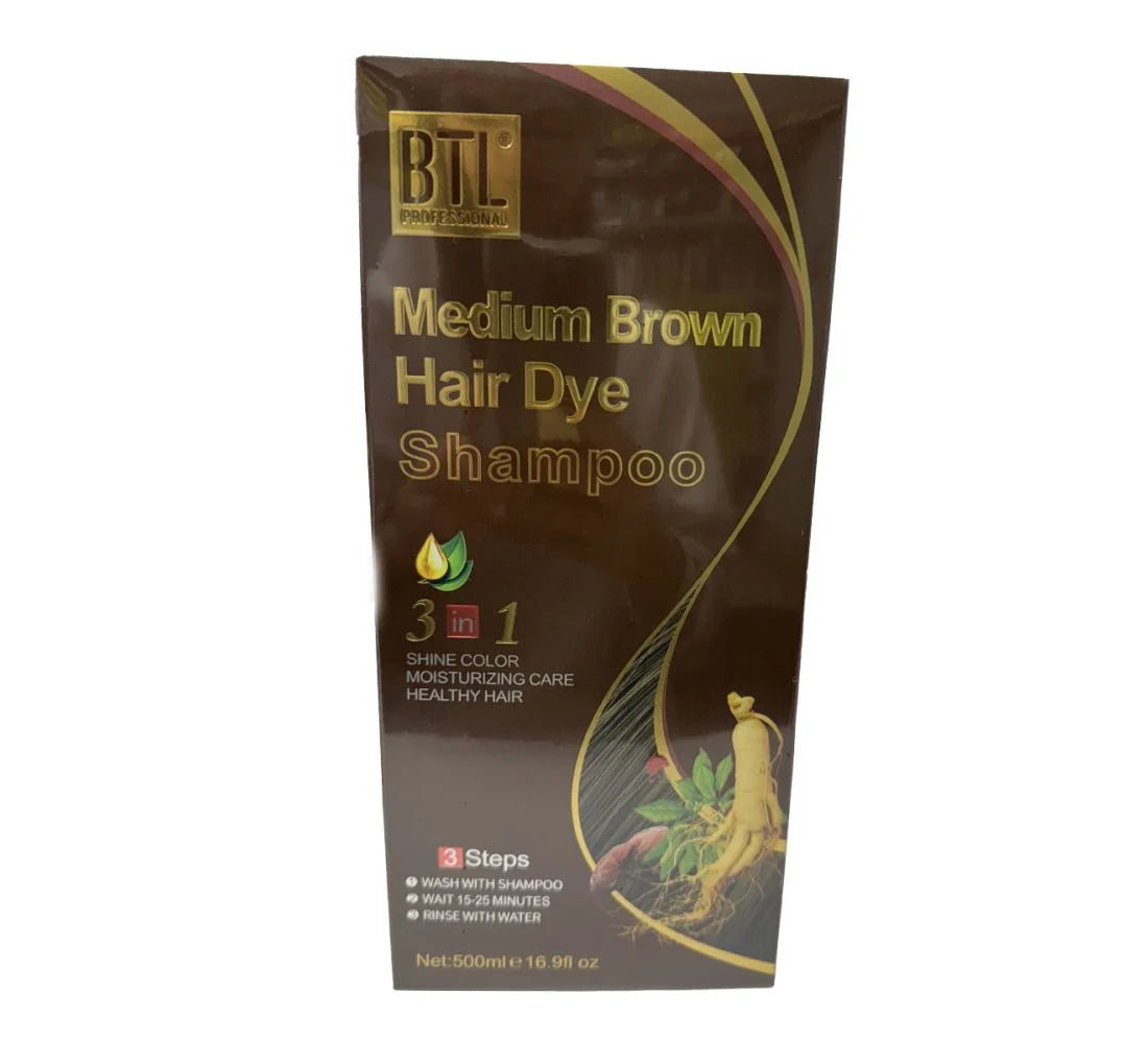 [WHOLESAEL] BTL HAIR DYE SHAMPOO 16.9 OZ (BLACK, DK.BROWN, LT.BROWN, MED.BROWN, VINTAGE RED)